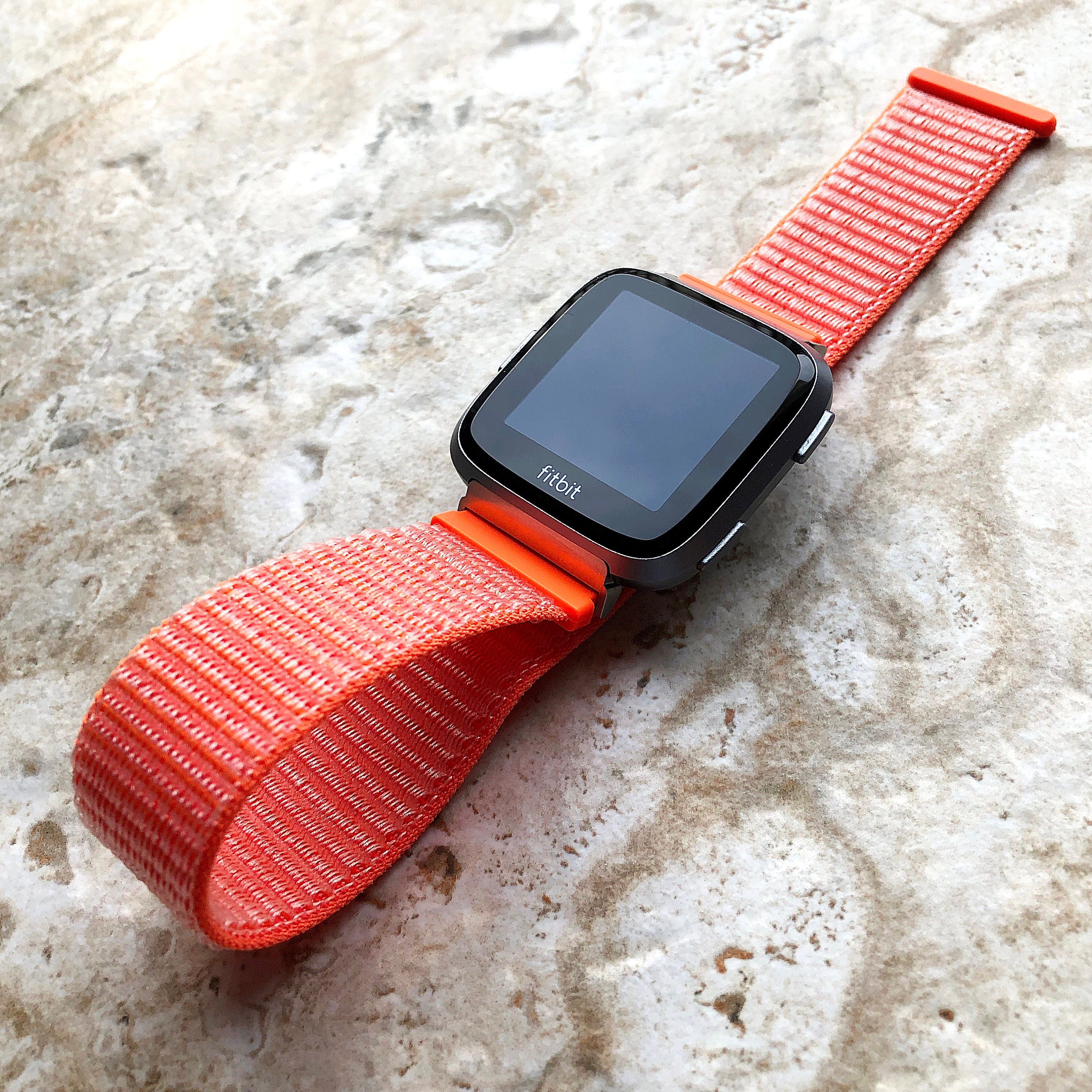 Versa 2 3 4 Sense 2 Spicy Orange Sports Loop Hook Band Strap Compatible Fitbit Watch Strap Adjustable Quick Adapters Silver Rose Gold Black